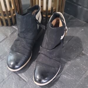 Miz Mooz Black and Silver Ankle Booties